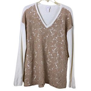 Chico’s Christina Lace Sweater Size 2 Large NWOT